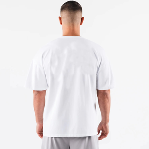 T-shirt personnalisé surdimensionné Boxy Fit pour hommes T-shirt vierge en tissu jersey lourd imprimé de lettres Streetwear confortable fournisseur OEM - Product Image 3