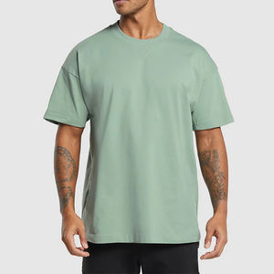 T-shirt pour homme à col rond de haute qualité 100% coton Logo personnalisé impression numérique à manches courtes solide uni Anti-rides - Product Image 1