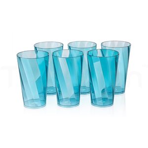 Juego de 6 Vasos de Plástico Transparente ClearTwist de 300 ml, Irrompibles, Libres de BPA, Multiusos para Agua, Jugos, Cócteles, Ligeros - Product Image 1
