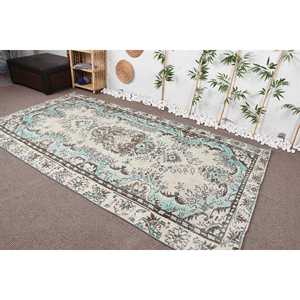 พรมตุรกีวินเทจขนาด 5.4x9.8 ฟุต พรมขนาดใหญ่ พรมขนสัตว์สีเบจ - Product Image 4