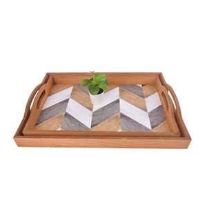 Bois Gaufrage Et Conception Restaurants Décoration Plateau En Bois Avec Poignées Ustensiles De Cuisine Vaisselle Table Barware Serveur Plateau - Product Image 3