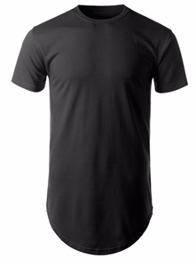 T-shirt homme taille XL 100% coton surdimensionné uni teint à manches longues encolure dégagée avec fond arrondi incurvé lui imprimer - Product Image 6