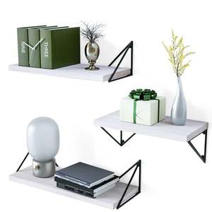 Adjustable <b>Metal</b> Wood Floating Wall <b>Shelves</b> Wall Mounted Storage <b>Shelf</b> for Home Hotels Living Room Kitchen Decor Made in India - Product Image 2