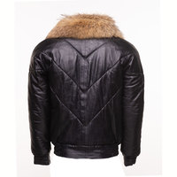 Chaqueta de hombre de piel de oveja auténtica, estilo bomber, con ribete de piel de zorro, cuello vuelto, hecha a mano, transpirable, cortavientos, con cremallera, para invierno.