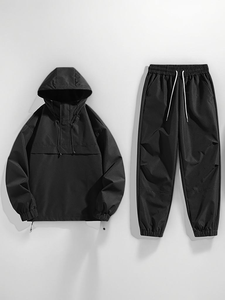 Ensemble deux pièces pour homme avec fermeture éclair, sur mesure, coupe-vent, short et veste, nylon réfléchissant, ensemble deux pièces coupe-vent avec short - Product Image 3