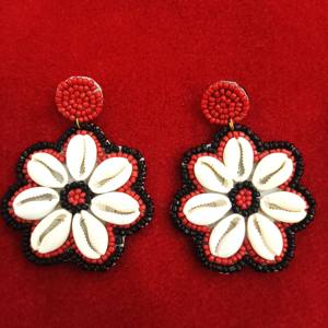 ต่างหูดอกไม้เปลือกหอยทำด้วยมือเครื่องประดับแบบห้อยสไตล์พื้นเมืองสำหรับสตรีสไตล์โบฮีเมียนยอดนิยมใช้ในชีวิตประจำวันในฤดูร้อน - Product Image 3