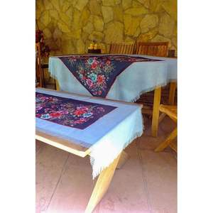 Juego de Mantel Azul Cielo Hecho a Mano con Camino de Mesa Floral y Fundas de Cojín para Decoración del Hogar - Product Image 2