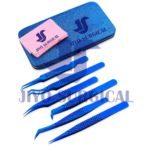 Pince à cils bleue en acier inoxydable, outil d'extension de cils, outil de précision pour l'épilation des sourcils et le maquillage - Product Image 4