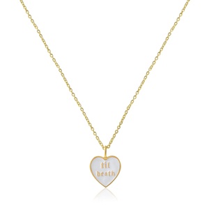 Collar con Colgante de Corazón Esmaltado en Blanco, Inscripción 'Hasta la Muerte', Plata de Ley 925, Amuletos de Lujo, Regalo de Aniversario - Product Image 1