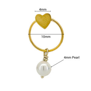 Pendientes de aro con abalorio de corazón de moda de oro de 14 quilates con gota de perla de agua dulce elegante minimalista regalo de boda y fiesta joyería para mujer - Product Image 2