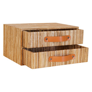 Organizador de Cajones de Escritorio de Doble Nivel Ecológico, Tejido a Mano con Jacinto de Agua y MDF, Hecho a Mano, Multifuncional, TSCA BSCI - Product Image 3