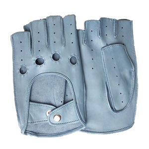 Gants de conduite mi-doigts en cuir d'agneau véritable de haute qualité 2025, respirants, légers, unisexes, toutes saisons, style confortable - Product Image 2