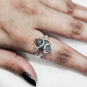 Anillo de Plata de Ley 925 con Labradorita Natural en Bruto Ajustable para Mujer, Joyería de Piedra Natural, Ideal para Fiestas y Navidad - Product Image 3