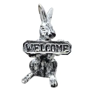 Escultura artesanal decorativa de Metal para la entrada del hogar moderno diseño exclusivo estatua de conejo de bienvenida suministros superiores jardín Navidad - Product Image 1