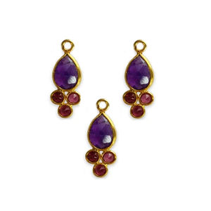 Colgante de Plata de Ley 925 con Baño de Oro Vermeil, Gema en Forma de Pera, Piedra de Nacimiento de 8x10 mm, Certificado por Terceros, Bisel Elegante - Product Image 4