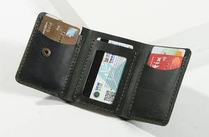 Femme portefeuille à trois volets en cuir véritable pochettes motif paume porte-carte LTW-0013C - Product Image 3