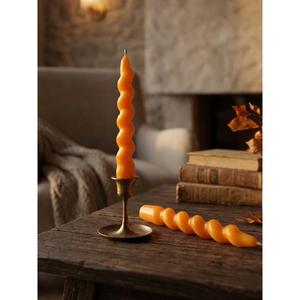 Bougie torsadée à deux branches B-Kct0086 - JAUNE - Product Image 1