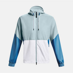 Veste de pluie unisexe en toile avec fermeture éclair |   Capuche coupe-vent imperméable |   Vêtements de sport légers de couleur bleue pour l'extérieur - Product Image 1