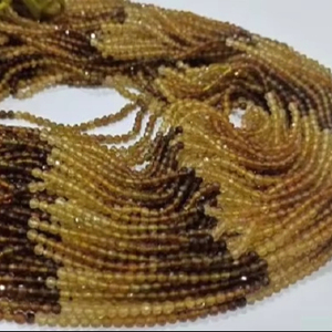 Turmalina Amarilla Natural, Redonda, Facetada, Color Degradado, Cuentas de 2.5 mm, Se Venden por Hebra de 13 Pulgadas de Largo - Product Image 1