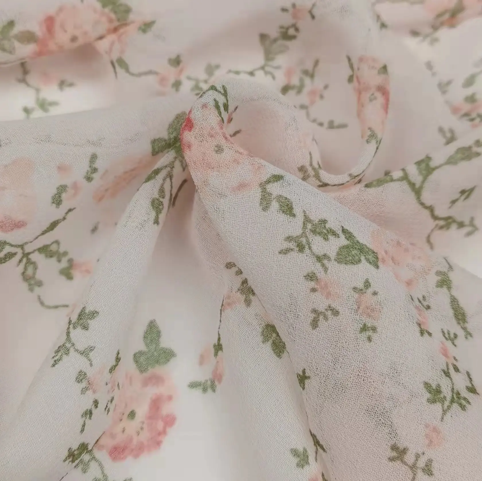 100% Polyester Flower Printing Composite Silk Chiffon Fabric Woven Pattern Design for Girls' Dresses Skirts Dense 20D Yarn Count