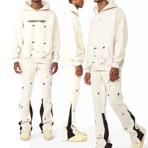 Ensemble survêtement 2 pièces personnalisé 2025 pour homme : sweat à capuche évasé et pantalon de jogging avec impression sérigraphique (OEM) - Product Image 4