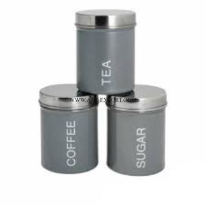 Made of Galvanized Grey Color <b>Sugar</b> <b>Tea</b> <b>and</b> <b>Coffee</b> <b>Canister</b> Different Sizes Round Shape Luxury Container for Kitchen Accessories - Product Image 5