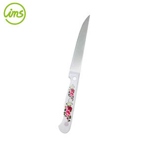 Couteau utilitaire de cuisine blanc écologique en acier inoxydable de 5 po avec décalcomanie de fleurs - Product Image 1
