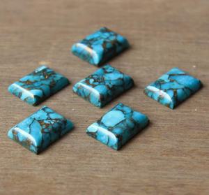 ทองแดงสีฟ้าธรรมชาติเทอร์ควอยซ์รูปสี่เหลี่ยมผืนผ้าเรียบอัญมณี Cabochon สําหรับเครื่องประดับทําคุณภาพสูงรูปสี่เหลี่ยมผืนผ้าอัญมณีหลวม - Product Image 3