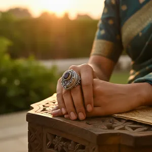 "925 Silver Princess Cut Garnet <b>Statement</b> <b>Ring</b> for Women-Natural Stone Fine Jewelry" - Product Image 3