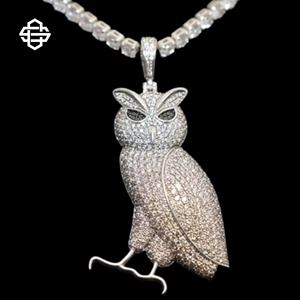 Hiphop Moissanite Iced Out Owl colgante collar de lujo Animal Charm Bling joyería para hombres declaración personalizada Cadena de estilo urbano - Product Image 6
