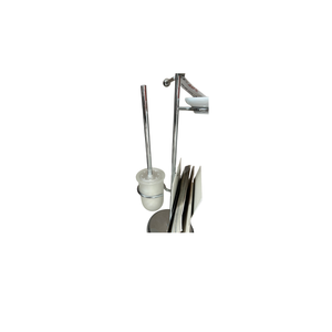 Portaescobillas de Baño con Columna de Acero Cromado y Vaso de Vidrio Esmerilado, Accesorio de Baño Elegante y Minimalista Hecho en Italia - Product Image 2