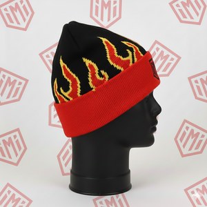 Custom Wholesale Unisex Baggy <b>Slouchy</b> Winter Knit Rock Punk Ski Hat Fire Flame <b>Beanie</b> 100% Wool - Product Image 2