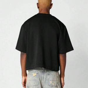 2025 nouveau T-Shirt lourd 100% coton de haute qualité Logo personnalisé conception blanc surdimensionné goutte épaule côte o-cou solide tricoté - Product Image 4