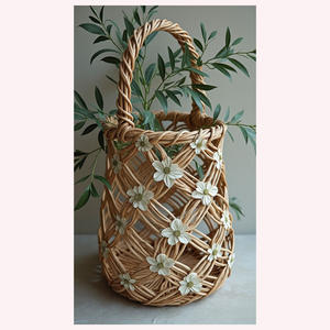 Naturalis Collection Zen <b>Vase</b> Handcrafted Seagrass and Rattan Flower Vessel with a Soft Bohemian Touch - Product Image 5