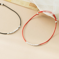 Bracelet minimaliste noir rouge en argent sterling perle cadeau de mode