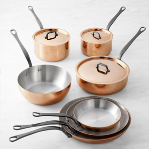 Batterie de cuisine en cuivre martelé 3 plis de 10 pièces, batterie de cuisine marmite en cuivre, batterie de cuisine disponible en gros - Product Image 5