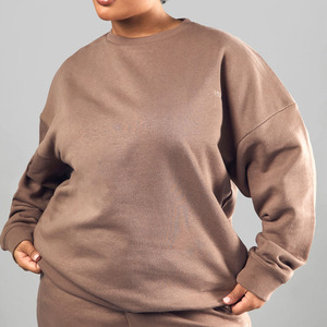 Sudadera de cuello redondo de gran tamaño con logotipo personalizado de alta calidad, jersey de lana de algodón para mujer, ropa de calle sostenible, Sudadera con capucha para mujer - Product Image 1