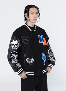 แจ็กเก็ตเบสบอลแกะระบายอากาศได้ดีแขนเสื้อโพลีเอสเตอร์/ ผ้าฝ้ายปักผ้าขนแกะใส่ได้ทุกเพศสำหรับฤดูหนาว - Product Image 3