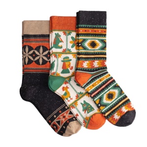 Calcetines de Jacquard Personalizados con Patrones Folclóricos Vintage, Tejidos en Algodón, Ecológicos, Transpirables, Fabricante ODM en Vietnam, Certificado BSCI - Product Image 1