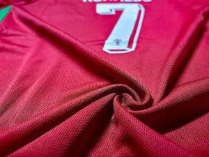 Men's Red Soccer Jersey Kit Set with Green Shorts and Socks Number 7 Sublimated Print Moisture Wicking Polyester Uniform - Product Image 5