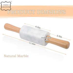 Premium Quality Small Size Polished Marble <b>Rolling</b> <b>Pin</b> Handmade Non-Stick Stone with Wooden Handles Pastry Tools - Product Image 2