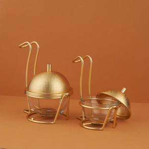 Juego de tres cuencos de fecha árabe de Metal con Base de madera en estilo de Oriente Medio Khajoor ollas para vajilla de cocina cuencos de fecha de Chocolate - Product Image 3