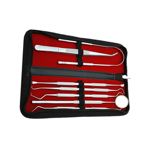 Ensemble de grattoir de détartreur de dents dentaires de 7 pièces outils de nettoyage de dents d'animal familier manuels avec dissolvant de langue en acier