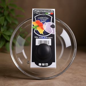 Tapa de Silicona de Grado Alimenticio de 24 cm para Utensilios de Cocina - Transparente y Cromada - Product Image 3