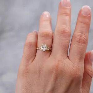 14k Gold 2.00 CT Oval Cut Bezel <b>Celtic</b> Lab Grown Diamond Engagement <b>Ring</b> For Her Lab Grown Diamond <b>Ring</b> for Women - Product Image 5