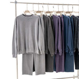 Sudadera Deportiva Unisex de Alta Calidad con Cuello Redondo, Estilo Velour, Personalizable, para Hombre, Gruesa, Lavada al Ácido, con Efecto Desgastado, Estilo Jogger - Product Image 3