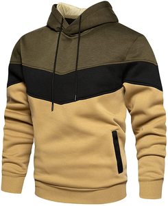 Sweat-shirt à capuche décontracté pour homme en polaire, avec poche kangourou, manches longues, style color block, écologique et respirant - Product Image 1