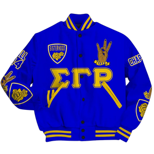 Chaqueta Universitaria Sigma Gamma Rho 1922 Royal Poodle, Chaqueta Premium SGRho Greek Life Letterman Heritage - Product Image 4