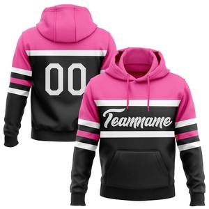 Venta al por mayor y Dropship personalizado cosido negro blanco-Rosa línea deportes pulóver Sudadera con capucha - Product Image 1