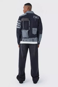 Nouvelle grande taille veste en jean noir pour hommes printemps ample grand revers veste décontractée convient aux vêtements pour hommes - Product Image 2